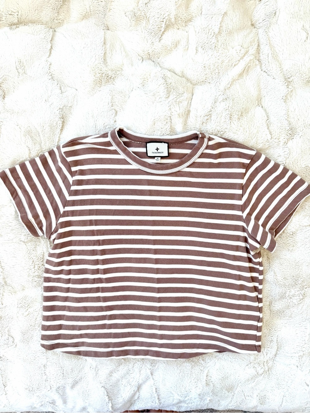 Tuckernuck Mocha Stripe Parker Classic Tee, Size Medium